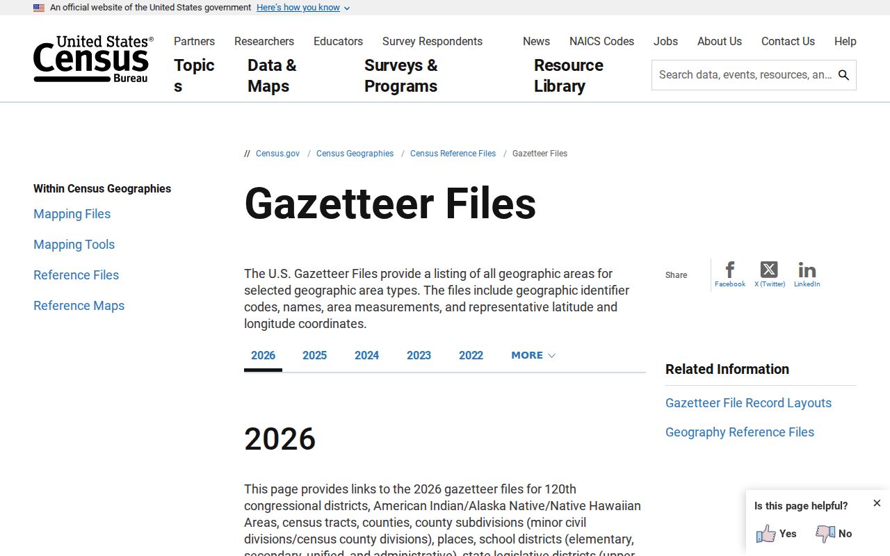 New York postal geography and Census Gazetteer ZCTA files