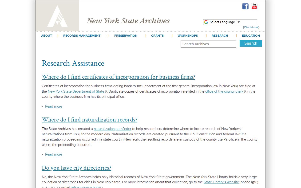 New York city directory research routes at the State Archives